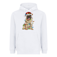 White pug with christmas lights Heavyweight Hoodie - RanaPortraitStore