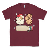 Burgundy custom milk and cookies with santa Classic Tee - MaliasSmallBusiness