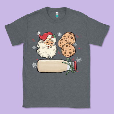 Classic Tee custom milk and cookies with santa