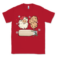 Red custom milk and cookies with santa Classic Tee - MaliasSmallBusiness