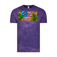 Cloud Purple usa flag and cactus and sunflowers with leopard and wood license  plat Vintage Tee - Artiststas