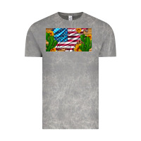 Cloud Rock usa flag and cactus and sunflowers with leopard and wood license  plat Vintage Tee - Artiststas