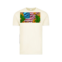 Vintage Arctic usa flag and cactus and sunflowers with leopard and wood license  plat Vintage Tee - Artiststas