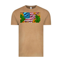 Vintage Camel usa flag and cactus and sunflowers with leopard and wood license  plat Vintage Tee - Artiststas