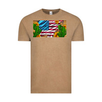 Vintage Coffee usa flag and cactus and sunflowers with leopard and wood license  plat Vintage Tee - Artiststas