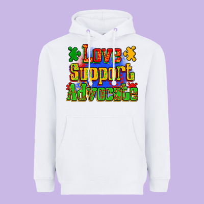 Love Support Advocate Heavyweight Hoodie Designed By Zillion Design Studio