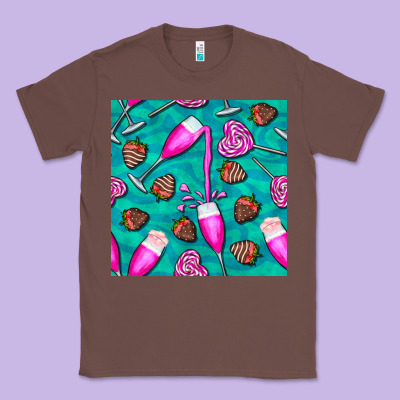Valentines Day Champagne And Strawberry Classic Tee Designed By Bundleandbundleshop