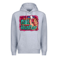Heather Grey nail hustler serape leopard background Premium Hoodie - Artiststas