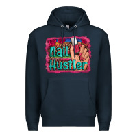 Navy nail hustler serape leopard background Premium Hoodie - Artiststas