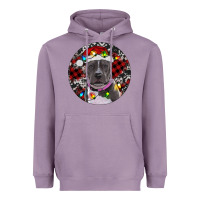 Lavender pitbull and buffalo plaid Heavyweight Hoodie - RanaPortraitStore