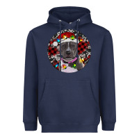 Navy pitbull and buffalo plaid Heavyweight Hoodie - RanaPortraitStore