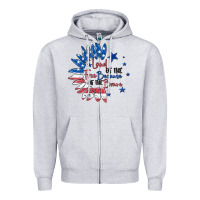 Heather Grey land of the free because of the brave Zipper Hoodie - MaliasSmallBusiness