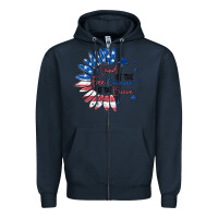 Navy land of the free because of the brave Zipper Hoodie - MaliasSmallBusiness