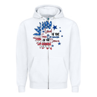 White land of the free because of the brave Zipper Hoodie - MaliasSmallBusiness
