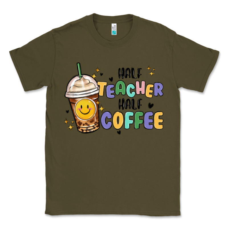Half Teacher Half Coffee Classic Tee by MaliasSmallBusiness | Teevron