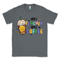Charcoal Heather half teacher half coffee Classic Tee - MaliasSmallBusiness