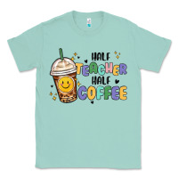 Seafoam half teacher half coffee Classic Tee - MaliasSmallBusiness