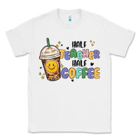 White half teacher half coffee Classic Tee - MaliasSmallBusiness