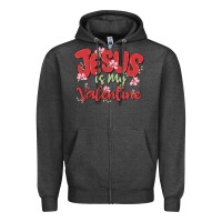 Charcoal Heather jesus is my valentine Zipper Hoodie - MaliasSmallBusiness