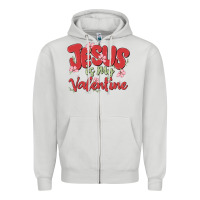 Dove Grey jesus is my valentine Zipper Hoodie - MaliasSmallBusiness