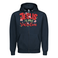 Navy jesus is my valentine Zipper Hoodie - MaliasSmallBusiness
