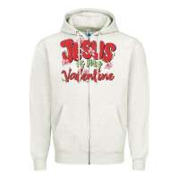 Oatmeal Heather jesus is my valentine Zipper Hoodie - MaliasSmallBusiness