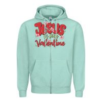 Seafoam jesus is my valentine Zipper Hoodie - MaliasSmallBusiness