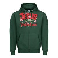 Sports Green jesus is my valentine Zipper Hoodie - MaliasSmallBusiness