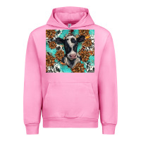 Fuchsia Pink western black and white cow Urban Hoodie - BarkalooDesign