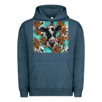 Pigment Midnight Navy western black and white cow Urban Hoodie - BarkalooDesign