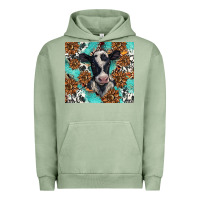 Pigment Oil Green western black and white cow Urban Hoodie - BarkalooDesign