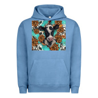 Pigment Pebble Blue western black and white cow Urban Hoodie - BarkalooDesign