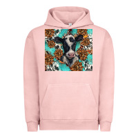 Pigment Salmon western black and white cow Urban Hoodie - BarkalooDesign