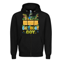 Black customized dinosaur birthday boy Zipper Hoodie - MaliasSmallBusiness
