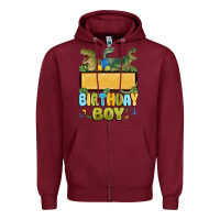 Burgundy customized dinosaur birthday boy Zipper Hoodie - MaliasSmallBusiness