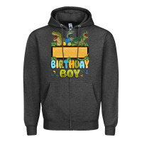 Charcoal Heather customized dinosaur birthday boy Zipper Hoodie - MaliasSmallBusiness