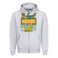 Heather Grey customized dinosaur birthday boy Zipper Hoodie - MaliasSmallBusiness