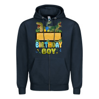 Navy customized dinosaur birthday boy Zipper Hoodie - MaliasSmallBusiness
