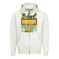 Oatmeal Heather customized dinosaur birthday boy Zipper Hoodie - MaliasSmallBusiness