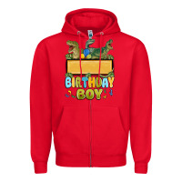 Red customized dinosaur birthday boy Zipper Hoodie - MaliasSmallBusiness