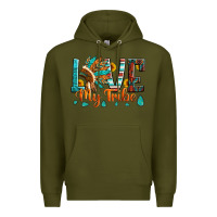 Army Green love my tribe native american indian headdress Premium Hoodie - Artiststas