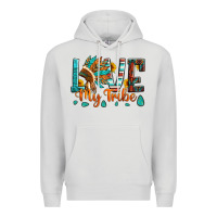 Dove Grey love my tribe native american indian headdress Premium Hoodie - Artiststas