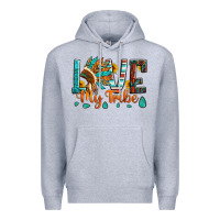 Heather Grey love my tribe native american indian headdress Premium Hoodie - Artiststas