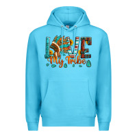 Ocean Blue love my tribe native american indian headdress Premium Hoodie - Artiststas