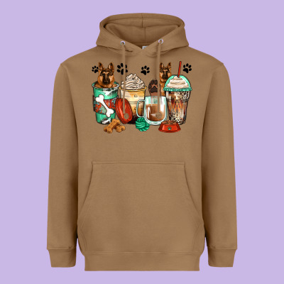 German Shepherds Coffee Cups Heavyweight Hoodie Designed By Zillion Design Studio