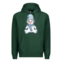 Sports Green winter snowman Premium Hoodie - AdoDesignShop