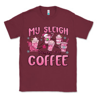 Burgundy my sleigh runs on coffee Classic Tee - MaliasSmallBusiness