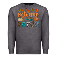 Charcoal Heather welcome to our patch Premium Sweatshirt - HRA Design Shop