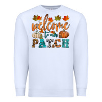 White welcome to our patch Premium Sweatshirt - HRA Design Shop