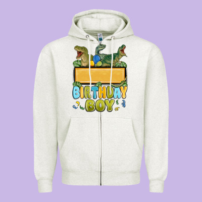 Zipper Hoodie customized dinosaur birthday boy